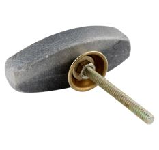Oval Grey Stone with Brass Plates Knobs