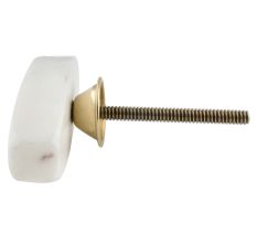 Oval White Stone with Brass Plates Knobs