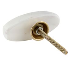 Oval White Stone with Brass Plates Knobs