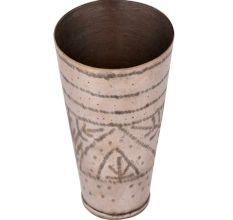 Brass Lassi Glass Cup With Geometric Pattern And Triangle Design