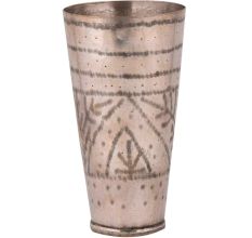 Brass Lassi Glass Cup With Geometric Pattern And Triangle Design