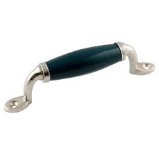 Forest Green Small Ceramic Silver Door Handles