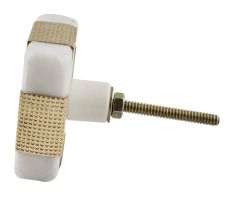 white square Stone Brass Cabinet Knobs