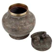 Brass Water Pot With Lid And  Handle On Top