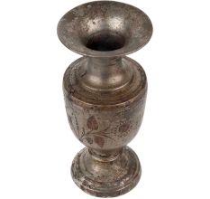 Brass Vase With Hand painted Design Silver Polish
