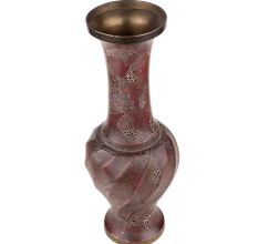 Brass Vase Spiral Design Red Color For Flower Arrangement
