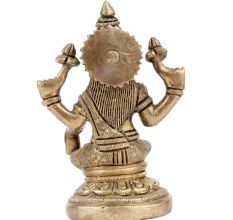 Brass Goddess Laxmi statue Sitting Four hands On Lotus Seat