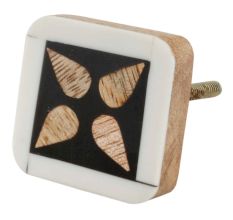 Black And White Flower Wood Drawer Knobs 