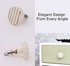 Round Oval White Stone Golden Line Cabinet Knobs