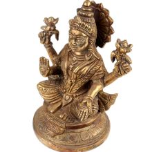 Brass Lama Statue In Golden Finish