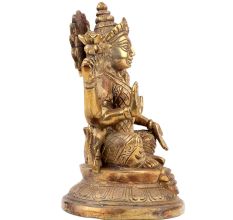 Brass Lama Statue In Golden Finish