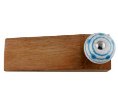 Blue Striped Dotted Cackle Wooden Door Stopper