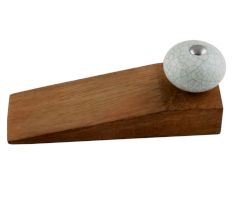 Cream Green Crackle Handmade Wooden Door Stopper