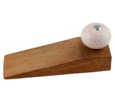 Cream Pink Crackle Ceramic Wooden Door Stopper