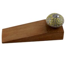 Mixed Circular Crackle Ceramic Wooden Door Stopper