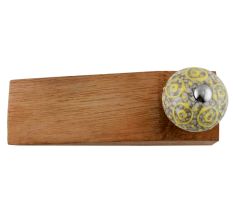 Mixed Circular Crackle Ceramic Wooden Door Stopper