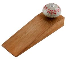 Red Embossed Crackle Ceramic Wooden Door Stopper