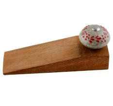 Red Embossed Crackle Ceramic Wooden Door Stopper