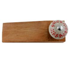 Red Embossed Crackle Ceramic Wooden Door Stopper
