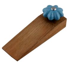 Turquoise Crackle Ceramic Wooden Door Stopper