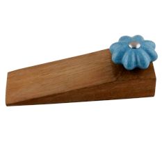 Turquoise Crackle Ceramic Wooden Door Stopper