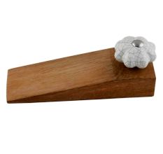 White Crackle Ceramic Melon Wooden Door Stopper