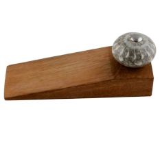 White Crackle Wheel Ceramic Wooden Door Stopper