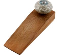 White Embossed Ceramic Crackle Wooden Door Stopper