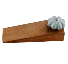 Baby Blue Crackle Wooden Door Stopper