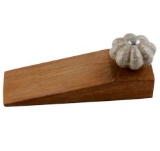 Cream Crackle Ceramic Melon Wooden Door Stopper