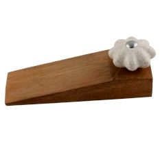 Cream Melon Crackle Ceramic Wooden Door Stopper