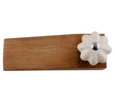 Cream Melon Crackle Ceramic Wooden Door Stopper