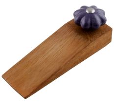 Dark Purple Crackle Ceramic Wooden Door Stopper