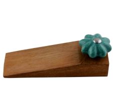 Sea Green Crackle Wooden Door Stopper