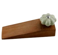 Washed Green Crackle Ceramic Melon Wooden Door Stopper