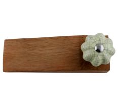Washed Green Crackle Ceramic Melon Wooden Door Stopper