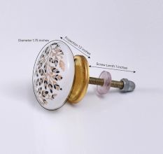 Golden And Black Leaf Flat Ceramic Cabinet Knobs