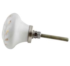 White Gold Floral Ceramic Cabinet Knobs