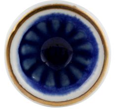 Navy Blue Wheel Ceramic Dresser Knob in Silver Fitting