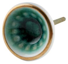 Sea Green Wheel Ceramic Dresser Knob in Silver Fitting