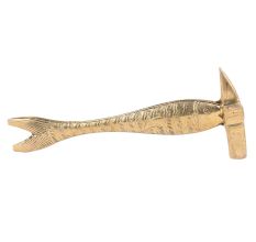 Hand Crafted Brass Paperweight Carved Fish With Hammer