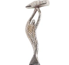 Brass Paperweight Nickle Plated Carved Hammer Abstract Figurine