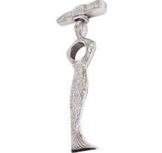 Brass Paper Weight Floral Design Carved Abstract Human Form In Nickel Finish