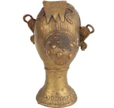 Brass Tribal Lady Head Statue With Jewellery And Stylish Bun