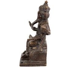 Brass Sitting Lord Ganesha Statue Idol In Dark Finish