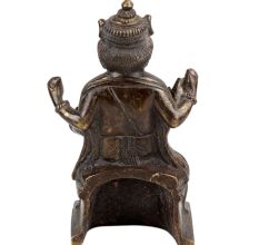 Brass Sitting Lord Ganesha Statue Idol In Dark Finish
