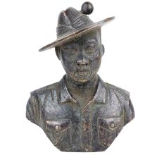 Brass Solider Bust With Uniform and Hat