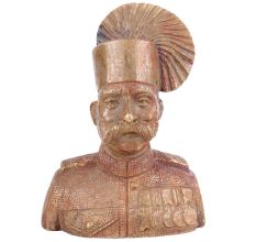 Brass Indian Solider Bust With Turban And Uniform