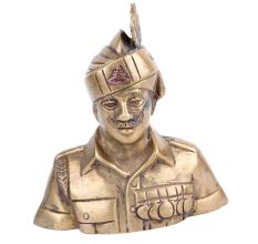 Brass Indian Military Officer Bust Statue