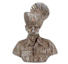 Brass Indian Turban Clad Army Solider Bust